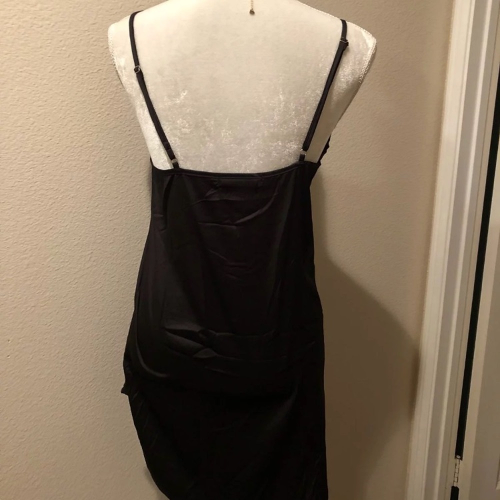 NWOT Silky Lace Inset Black Dress - Picture 3 of 6